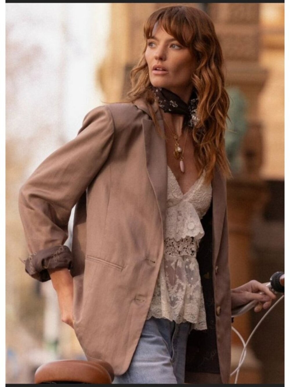 Spell NWT Arizona Blazer Beige Plaid Embroidered in XXS